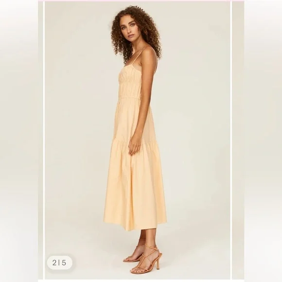 Vince ruched tiered midi dress in peach sz XL - Picture 9 of 12